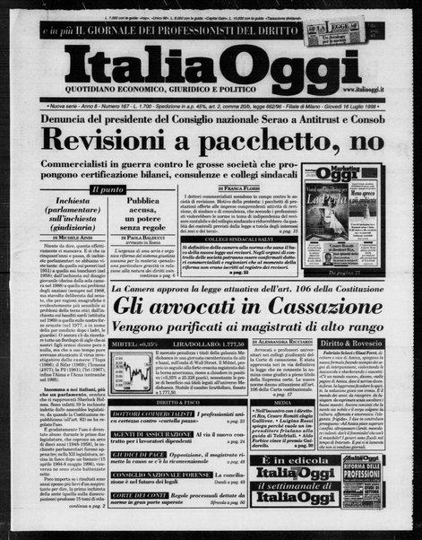 Italia oggi : quotidiano di economia finanza e politica